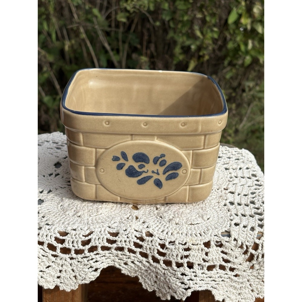Pfaltzgraff Ceramic Basket Blue Floral Planter Fruit Basket Cottagecore